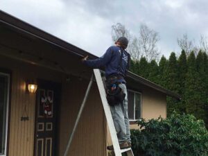 A Residential Charcoal Gutter Installation by Affordable Roofing & Gutter Company in Corvallis, Oregon