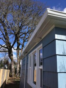 A Residential White Gutter Installation by Affordable Roofing & Gutter Company in Eugene, Oregon