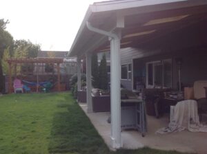 A Residential White Gutter Installation by Affordable Roofing & Gutter Company in Lebanon, Oregon