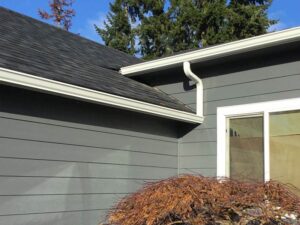 A Residential White Gutter Installation by Affordable Roofing & Gutter Company in Salem, Oregon